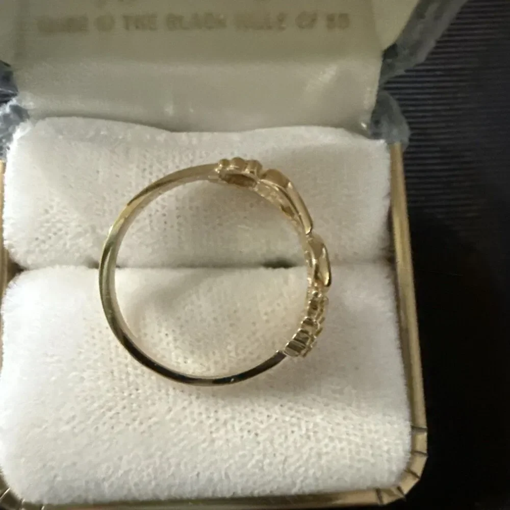 VTG NOS 10k Black Hills Gold Ring Sz 7 Heart & Leaf Design Pink/Green/Yellow 1.9